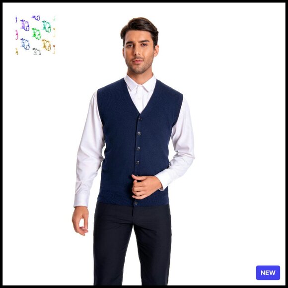 Other - Men's Cashmere V-Neck Vest Classic Elegant Preppy Layering Piece Button Closure
